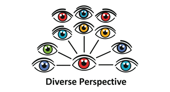 Diverse Perspectives Concept: Multiple Eyes Looking Outward