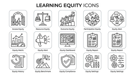 Fototapeta premium Learning Equity Icons Set for Educational and Business Concepts.