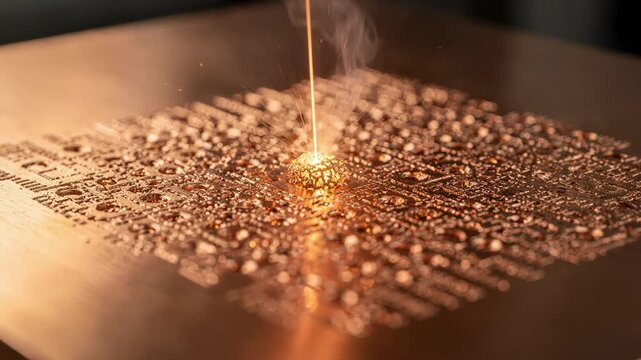 Controlled laser etching forms intricate dimples on copper material optimizing lubrication properties and reducing friction for specialized engineering uses