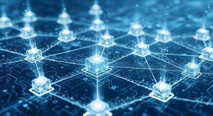 Obraz premium Network connection nodes on circuit board background
