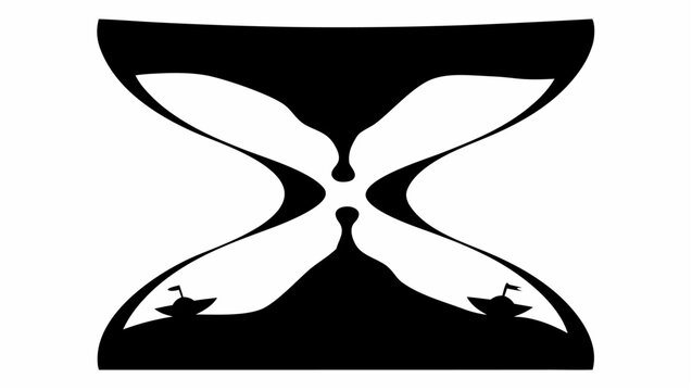 Giant floating hourglass silhouette vector graphic