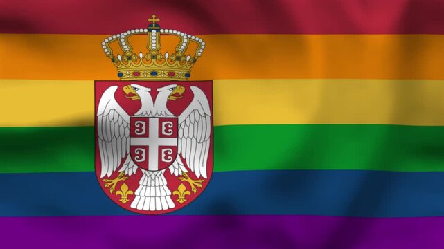 Serbia LGBTQ Pride Rainbow Flag Texture Concept