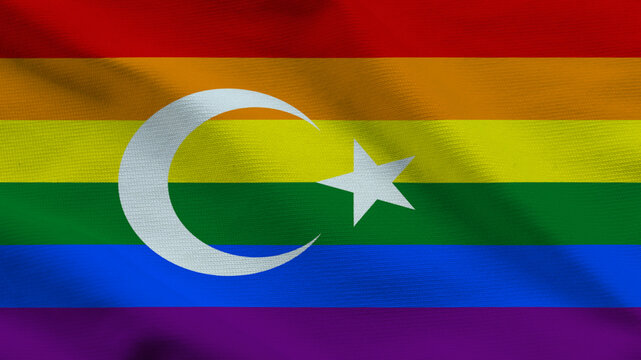Turkey LGBTQ Pride Rainbow Flag Fabric Texture Concept