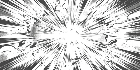 Black and white manga style speed lines background with explosion effect ©  creative  marlia