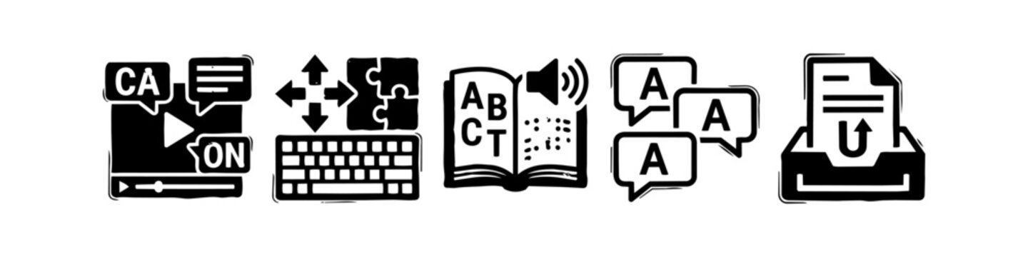 Digital Learning Accessibility Grunge Icon Set