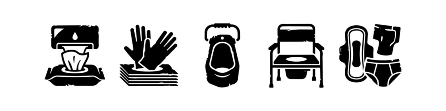Incontinence Care Distressed Vector Icon Set