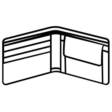 Opened leather wallet line icon vector illustration. Minimalist thin line design of an empty billfold for travel budget, financial planning, and money storage in a clean modern flat style graphic.