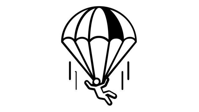 Falling parachute vector icon illustration in thin line style. Modern flat graphic design for skydive training, adventure tourism, and outdoor leisure activities. Scalable minimalist design element.