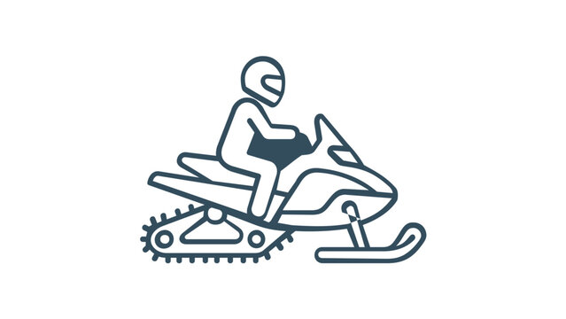 Winter snowmobile vector illustration for outdoor adventure and arctic exploration, featuring a clean minimalist line icon design suitable for mountain resort maps and trail guides.