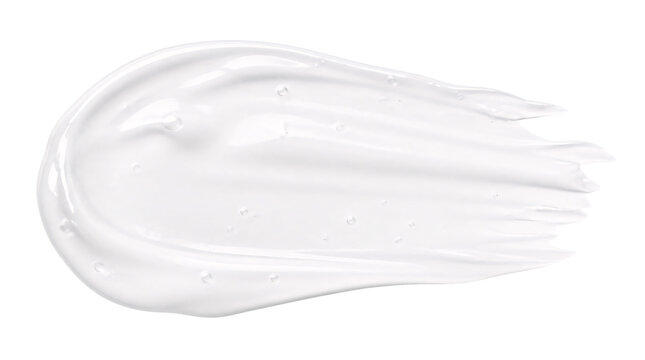 White cosmetic gel serum spread isolated on transparent background