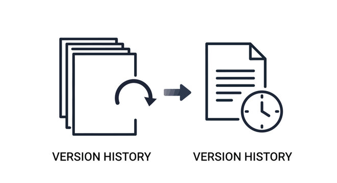 Document Version History Icon with Clock and Arrow