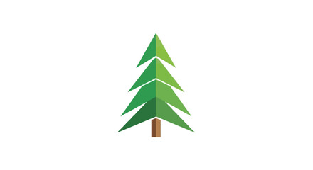 Fototapeta premium A geometric illustration of a Christmas tree with a green crown and brown trunk on white background