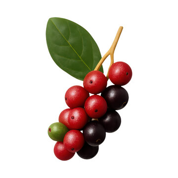 PNG Colorful peppercorns with green leaf.