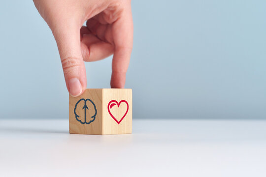 Mind and Heart Balance Concept with Emotional Intelligence Symbols