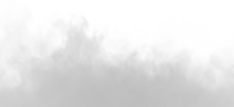 Dense fluffy puffs of white smoke and fog on transparent png overlay background abstract smoke clouds with movement blurred out of focus smoking blows from machine dry ice fly fluttering in air