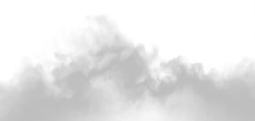 Dense fluffy puffs of white smoke and fog on transparent png background abstract smoke clouds movement blurred out of focus smoking blows from machine dry ice fly fluttering in air effect mist © Sergey