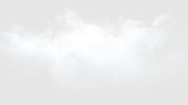 Realistic floating cloudscape with soft fluffy cumulus atmosphere, transparent mist and fog effect, clean white sky render with three dimensional weather climate illustration art.