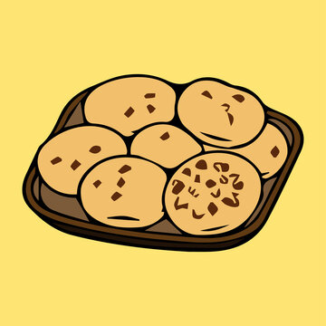 Kue cubit cartoon icon illustration vector graphic