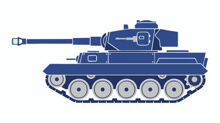 Blue military tank vector illustration on white background, side view © SABSTOCK