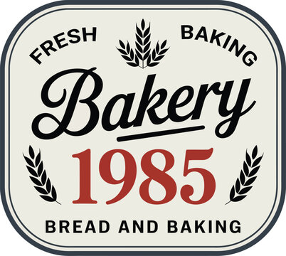 Vintage Bakery Sign with Wheat Ears and Established Year in Retro Style