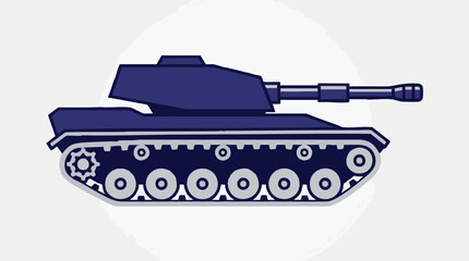 Blue military tank vector illustration on white background, flat design icon © SABSTOCK