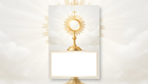 Divine Radiance of Corpus Christi Eucharistic Adoration in Heavenly Light With blank space for your design