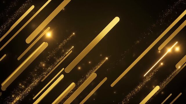 Diagonal Lines Pattern Background with Golden Glitter Particles
