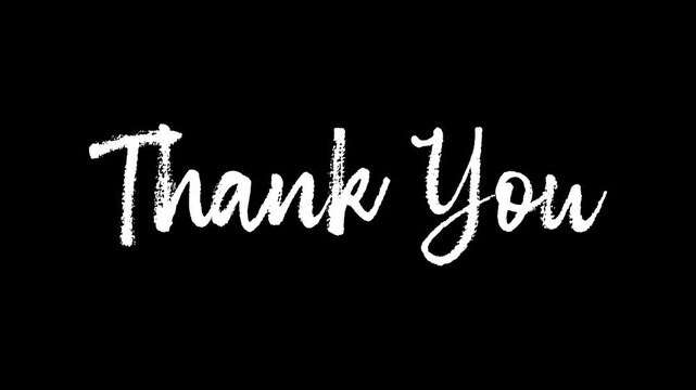 thank you text type with chalk isolated alpha channel animation, social media stream and follower celebration overlay motion design element