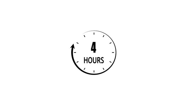 4 hours countdown timer animation with circular progress indicator for business and presentation clock