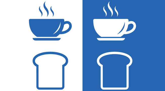 Coffee cup and bread food icon set