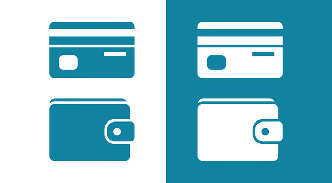 Credit card and wallet finance icon set