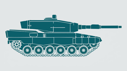 Modern Main Battle Tank Vector Illustration - Military Vehicle Profile © SABSTOCK
