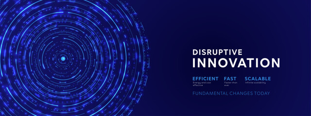 Fototapeta premium Disruptive technology in data, science and energy. Renewable atomic energy banner.