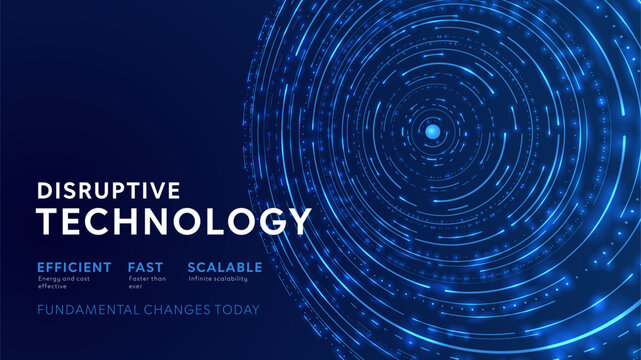 Disruptive innovation in modern digital technology. Modern research algorithm in science. Innovative internet tech solutions