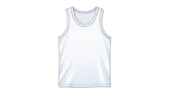 A simple, front-view illustration of a classic white sleeveless tank top, often worn as an undershirt or casual apparel.