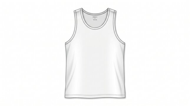 A white men's tank top undershirt, clean and simple, presented as a vector illustration on a plain background.
