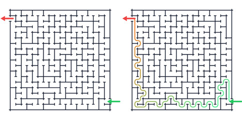 Fototapeta premium Maze puzzle with paths on white background 