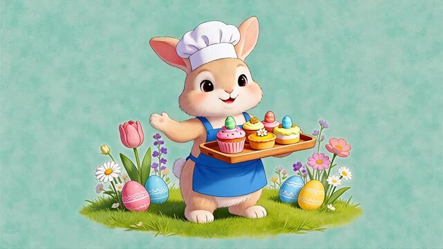 Bunny chef with Easter treats