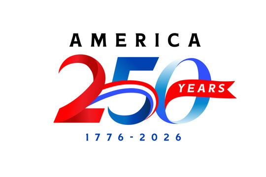 USA 250th anniversary logo for Idependence Day of America. Celebrate 250 years anniversary of US, Fourth of July - creative concept design. Vector emblem