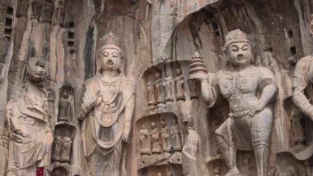 Buddhist sculptures at Longmen Grottoes in Luoyang, Henan, China