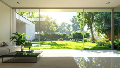 Fototapeta premium Modern Living Room with Garden View.