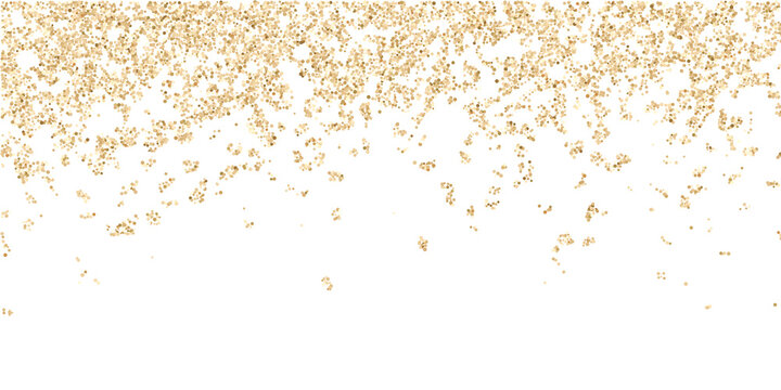 Gold glitter dust particles poster on transparent background shine falling dust lights abstract luxury confetti border for png overlay