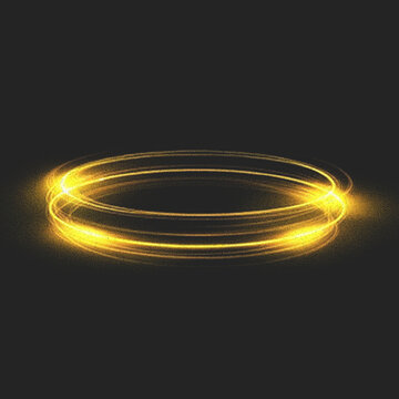 Yellow png mystical aura forms fire twist flash ring breaks into radiant speed neon eclipse projects soft flare light circle shines with celestial loop overlay on transparent background