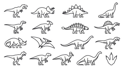 Dinosaur Collection: Cartoon Illustrations of Prehistoric Creatures © happy