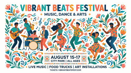 Vibrant Beats Festival: Music, Dance, Arts Celebration with Diverse People © happy