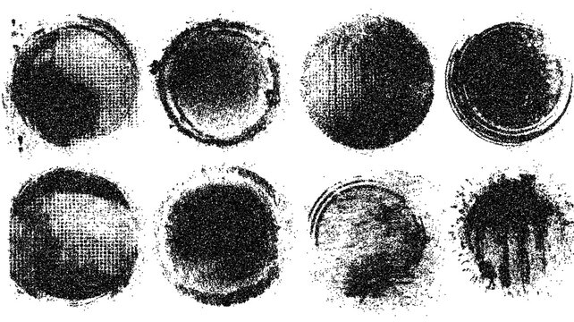 Black png grunge post stamps collection circles banners insignias logos icons badges and badges set vector distress textures blank shapes on transparent background overlay