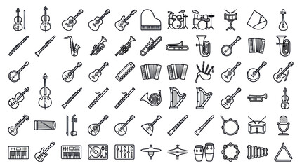 Hand-Drawn Musical Instruments Collection - Vector Icons of Music Gear © heru
