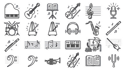 Music Icons Collection: Instruments, Notes, and Symbols for Creative Projects © heru