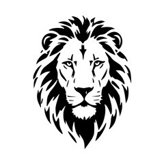 Fototapeta premium Majestic black and white vector illustration of a roaring lion head.