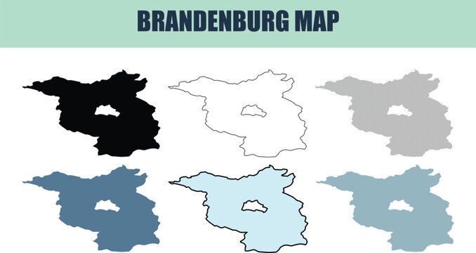 Brandenburg map variations in silhouette outline and shaded styles for geographic information